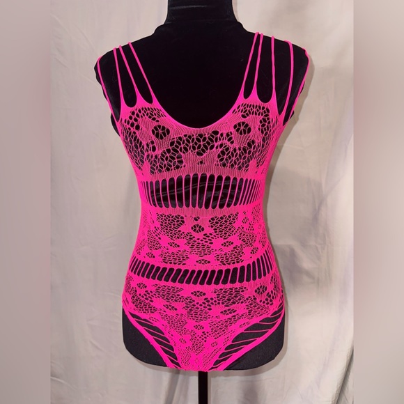 Mesh Hollow Out Teddy Body Suit - Picture 2 of 2